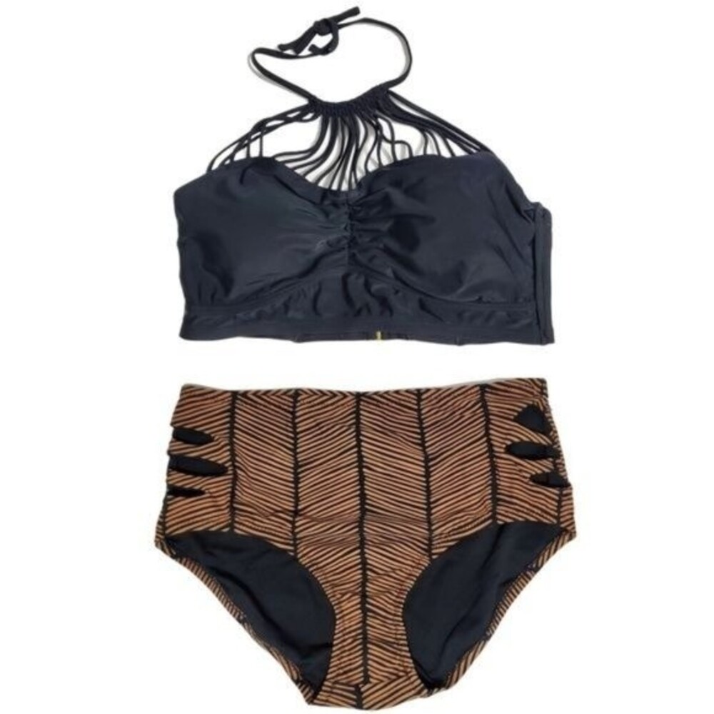 Strappy High Neck Bikini Top & Bottom